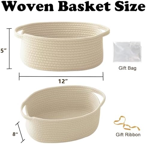 Cream Woven Rope Basket, Baby Gift Basket - Image 2