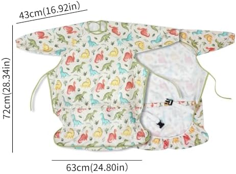 2-Pack Long Sleeve Baby Bib, Coverall Baby Bibs - Image 2
