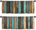 Rustic Valance Curtain for Windows 2 Pack Teal Country Wood Board Turquoise by Unknown