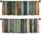 Rustic Valance Curtain for Windows 2 Pack Teal Country Wood Board Turquoise by Unknown