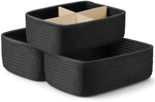 3 Pack Small Baskets for Organizing, Woven Storage Baskets for Shelves by AisslroDirect