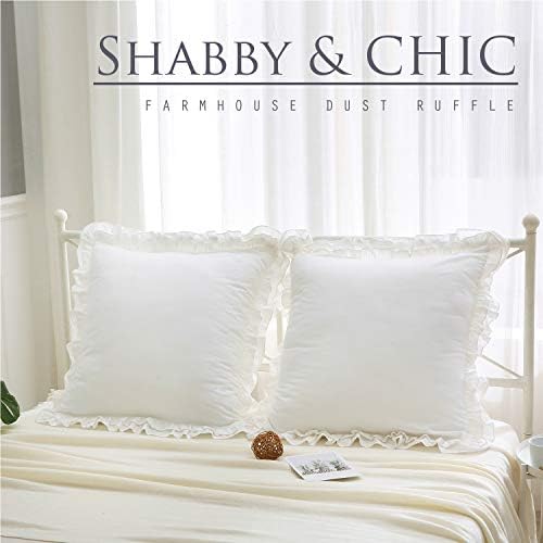 2 Pack Off White Ruffled Euro Shams Pillow Covers 26"x26" - Image 3