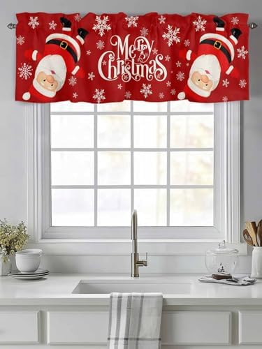 Vandarllin Red Merry Christmas Valance Curtains - Image 2
