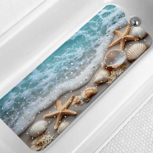 LNOND Summer Beach Bathtub Mat Non Slip, 40 X 16 Inch Tub Mat by Lnond