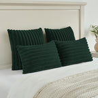 FUTEI Pack of 2 Faux Fur Throw Pillow Covers 24x24 Inch, Dark Green - Image 5