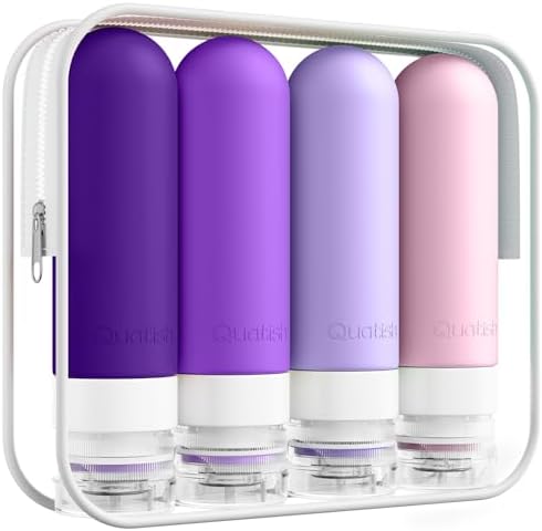 Quatish Travel Bottles for Toiletries, 3 oz Travel Size Containers by Quatish