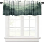 Forest Valance Curtain for Kitchen, Window Treatment Watercolor Green Forest by LOMADIA