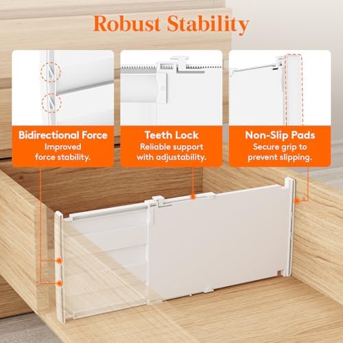 Lifewit 8" Tall Drawer Dividers, Adjustable Deep Drawer Organizer Clothes - Image 5