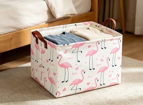 Flamingo Pink Basket Nursery Storage Basket Rectangular Cute Pattern Storage - Image 5