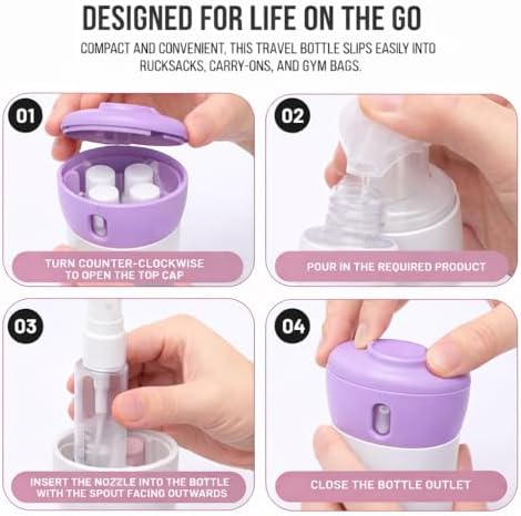 Travigo 4-in-1 Travel Dispenser Bottle, TSA Approved, Leak Proof, Four Reusable - Image 4
