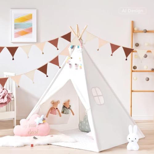 G2PLUS Cotton Fabric Bunting Banner, 9Ft Khaki Triangle Pennant Banner Flag - Image 5