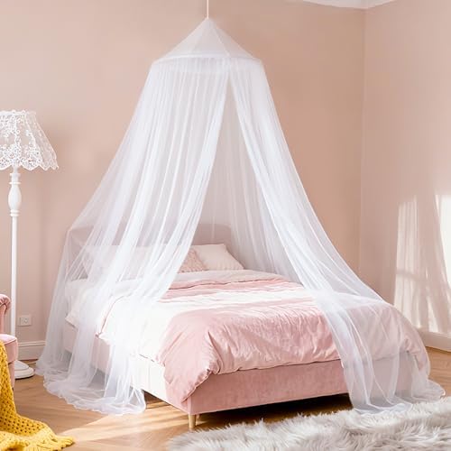 White Bed Canopy for Girls, Round Canopy from Ceiling by Unknown