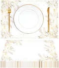 50 Pack Golden Leaves Paper Placemats Disposable Golden Polka Dots Paper Place by YOXIFUFA