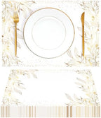 50 Pack Golden Leaves Paper Placemats Disposable Golden Polka Dots Paper Place by YOXIFUFA