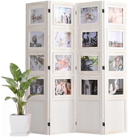 4 Panel Photo Room Divider, Folding Privacy Screen Decorative by Shinkael