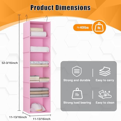 Hanging Closet Organizer 6-Shelf, Oxford Fabric Wardrobe Storage - Image 3