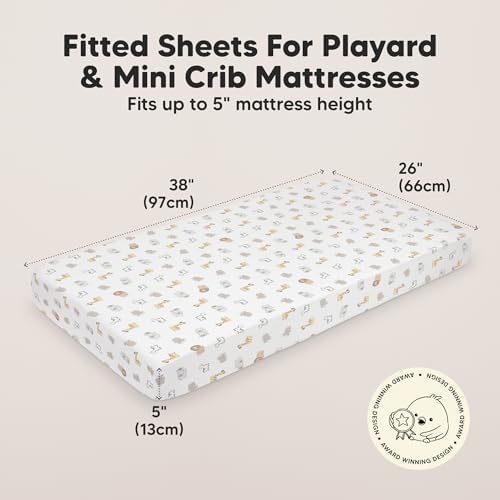 2pk Mini Crib Sheets Fitted 38x26 Pack N Play Mattress Sheet - Image 3