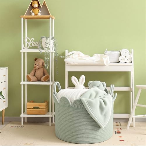 LemonRoad Round Woven Basket Sage Green - Image 6
