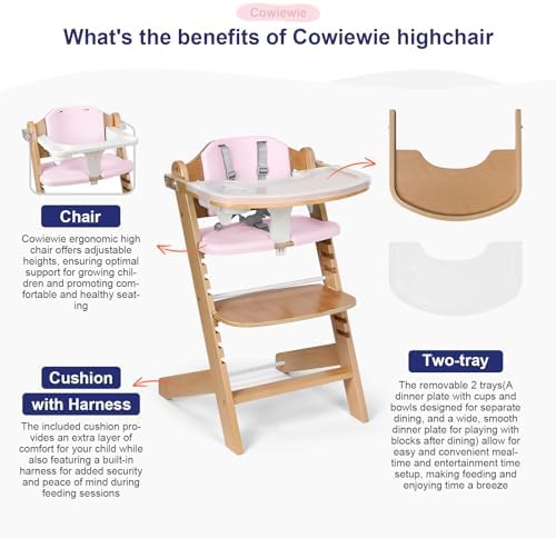 Cowiewie 3-in-1 Convertible Natural Wooden High Chair - Image 4