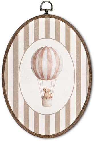 FLAWAFLOMA Vintage Hot Air Balloon Dog Nursery Oval Wall Art Decor, Kids Room by Unknown