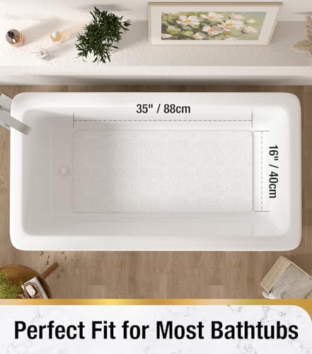 HITSLAM Bathtub Mat Non Slip, 35 x 16 Inch Long Soft PVC Loofah Shower Mat - Image 2