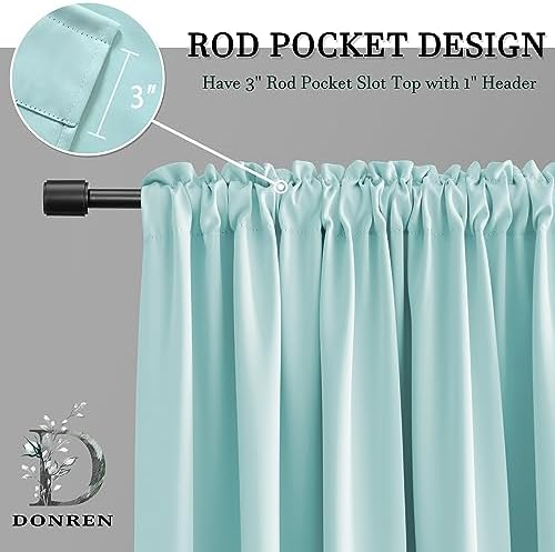 DONREN 2 Panels Room Darkening Aqua Valances - Image 2