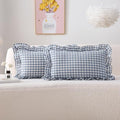 2 Pack Dust Blue Gingham Lumbar Throw Pillow Shams 12''x20'' by KMASANIJI