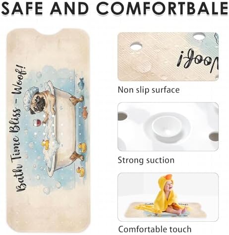 Bathtub Shower Mat 40X16 Inch, for Toddler, Dog Vintage - Image 6