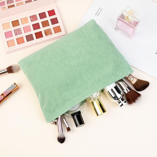SOIDRAM 2 Pcs Corduroy Makeup Bag Large Cosmetic Bag Toiletry Bag Makeup Pouch - Image 5
