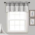 Lush Decor Linen Button Farmhouse Valance Curtians 84"W x 18"L Gray & Off White by LushDecor