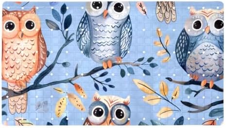 Shower Mat Non Slip 26.8 x 15.1 Inches, Owls and Leaves Bathtub Mat Shower by Anna+Cowper
