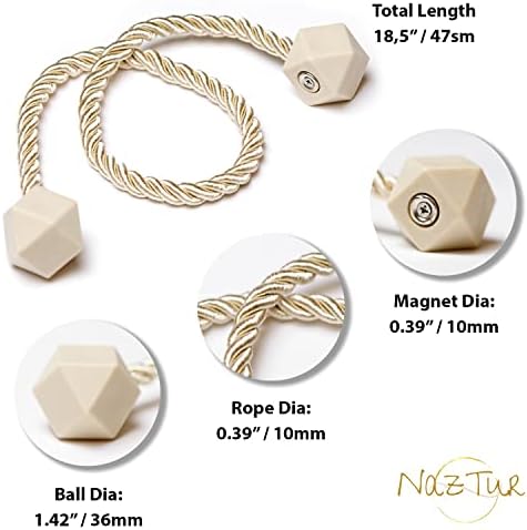 NazTur Magnetic Curtain Tiebacks, Curtain Ties, No-Drill Holdbacks - Image 3