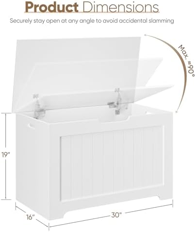 Storage Chest with Flip-top Lid, Large Wood Trunk Bench with Safety Hinge - Image 7