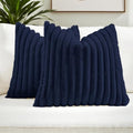 FUTEI Pack of 2 Faux Fur Throw Pillow Covers 20x20 Inch, Dark Navy by FUTEI