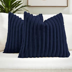 FUTEI Pack of 2 Faux Fur Throw Pillow Covers 20x20 Inch, Dark Navy by FUTEI