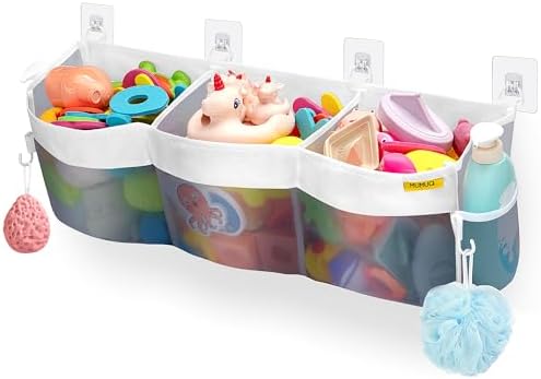 Bath Toy Organizer 3 Compartment Bath Toy Storage Bag Shower Caddy by MUMUQ