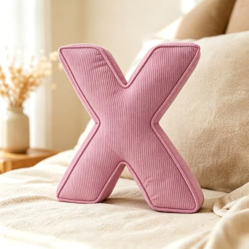 Pink Letter Plush Pillow, Letter Hugging Throw Pillows, Decorative Corduroy by Shapeazy