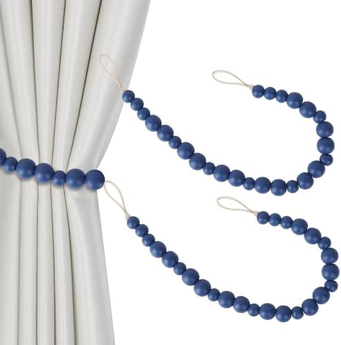 Boho Wood Bead Curtain Tiebacks Curtain Holdbacks by OCIOLI