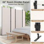 Room Divider 4 Panel Folding Privacy Screen w/ 3 Wide Feet - Image 3