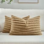 FUTEI Pack of 2 Faux Fur Throw Pillow Covers 12x20 Inch by FUTEI