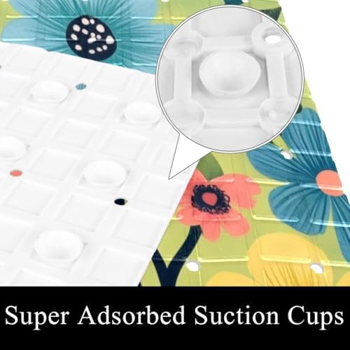 Bathtub Mat Non Slip 26.8x15.1In, Floral Pattern Bath Mat - Image 3