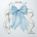 2 Pack French Lace Bow Curtain Tiebacks, Light Blue - Image 2