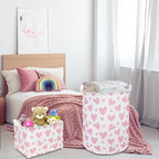 NTAOHAMPER Pink Heart Laundry Hamper, Laundry Basket, Girls Nursery Hamper - Image 3