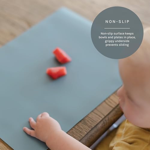 Yeah Baby Goods Silicone Toddler Placemat, Faded Jade - Image 3