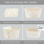 XUANGUO Large Rectangle Woven Cotton Rope Blanket Basket 22"x17"x12" White - Image 7