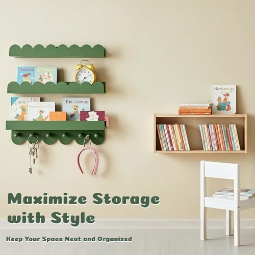 OurWarm Floating Book Shelves for Wall, 16 Inch Nursery Book Shelves Wall - Image 3