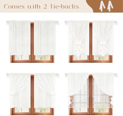 ASPMIZ White Kitchen Curtains 36 Inch Double Layer Kitchen Window Curtains - Image 3