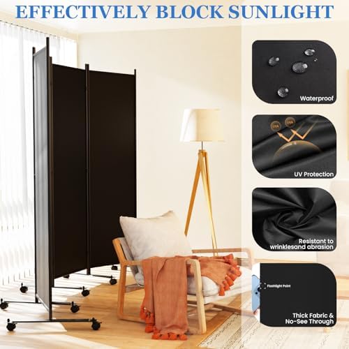 SUNALLY Room Divider Privacy Screens, 4 Panels Dividers - Image 3