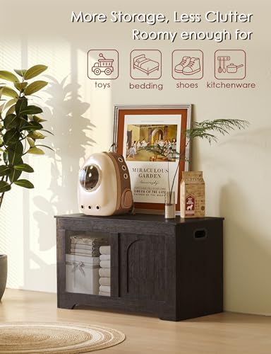 DINZI LVJ Storage Chest, Wooden Toy Box, Espresso 31.5" L - Image 6