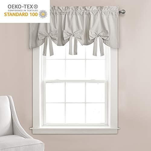 Lush Decor Melody Bow Valance Curtain 52" W x 18" L +3" Light Gray - Image 5